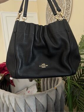 Coach Black Pebbled Leather Double-Handle Shoulder Tote